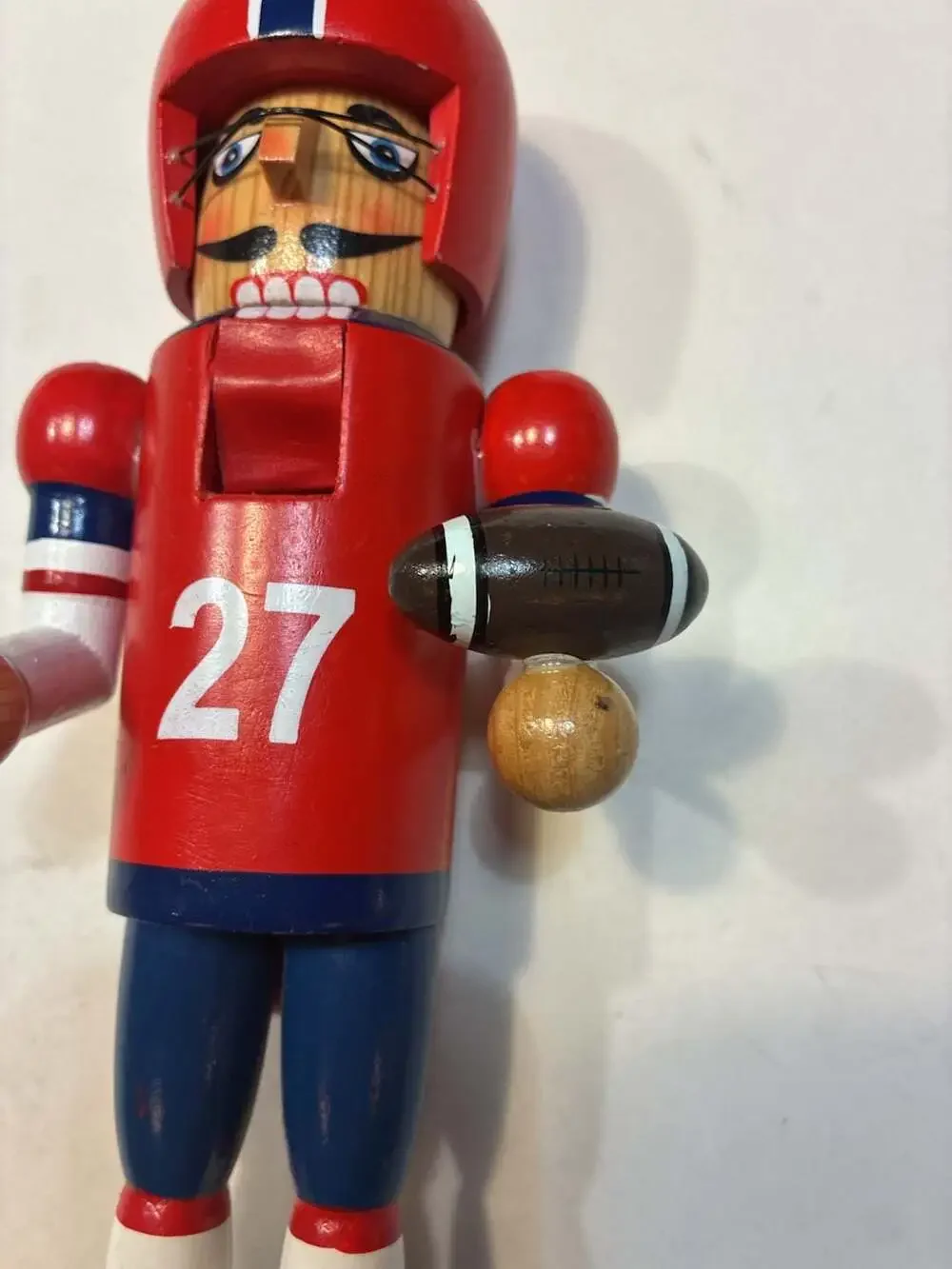 Vintage Style Wooden Football Player Nutcracker with Number 27 Jersey